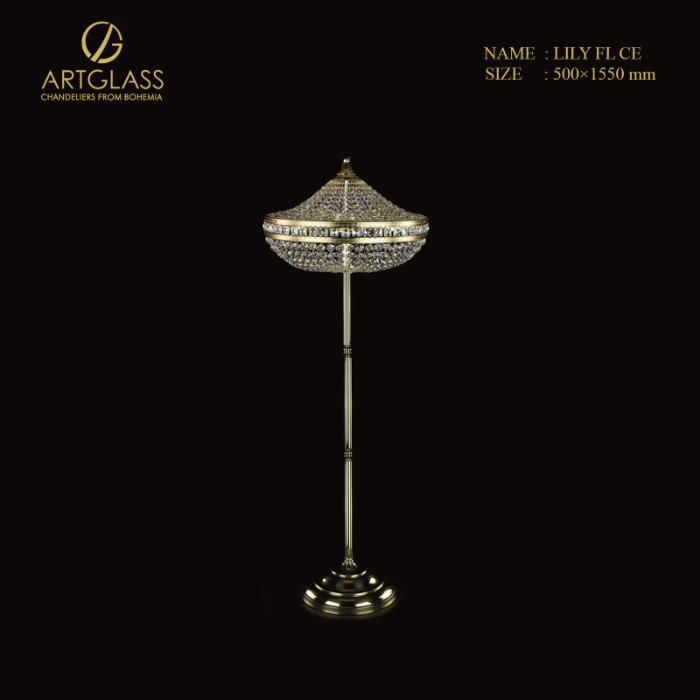den-cay-pha-le-lily-fl-ce Đèn cây pha lê LILY FL CE của Artglass được chế tác tinh xảo với lớp mạ vàng sang trọng và hạt pha lê lấp lánh, ánh sáng phản chiếu mềm mại tạo cảm giác ấm cúng, thanh lịch cho không gian cao cấp.