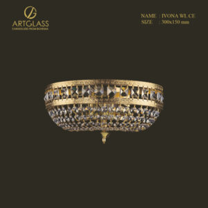 Mẫu đèn tường IVONA WL CE được chế tác thủ công tại CH Séc, kết hợp đồng thau mạ vàng cùng hạt pha lê tinh xảo phản chiếu ánh sáng rực rỡ.