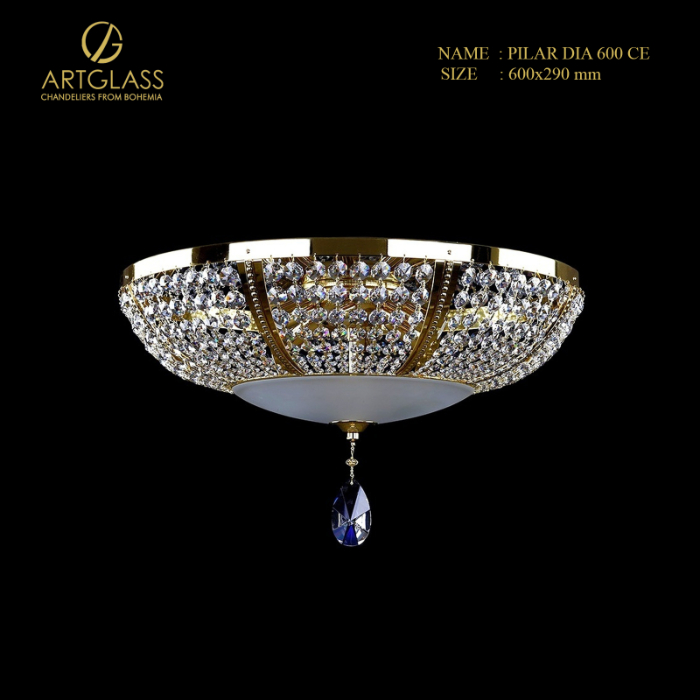 den-op-tran-pha-le-pilar-dia-600-ce Đèn ốp trần pha lê PILAR DIA 600 CE kích thước lớn 600x290mm, công suất 8 bóng 40W, phù hợp cho không gian sang trọng.