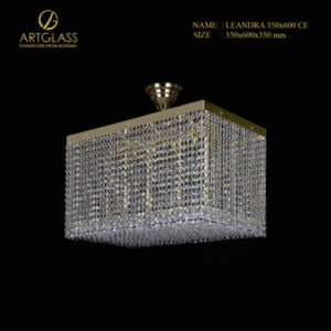Đèn thả pha lê LEANDRA 350x600 CE chính hãng Artglass (CH Séc), kích thước 350x600mm, gồm 10 bóng đèn 35W, chất liệu đồng thau mạ vàng.