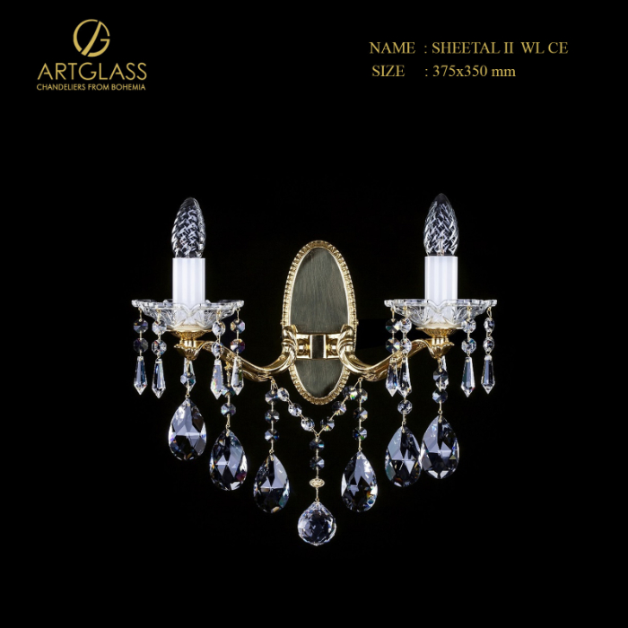 den-tuong-pha-le-sheetal-ii-wl-ce Đèn tường pha lê SHEETAL II WL CE 2 bóng 40W, thân đèn đồng thau mạ vàng và pha lê cao cấp, mang vẻ đẹp tinh tế và sang trọng.
