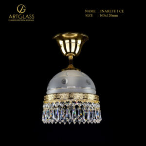 Đèn thả pha lê ENARETE I CE chính hãng Artglass (CH Séc), đường kính 165mm, gồm 1 bóng đèn 40W, chất liệu đồng thau mạ vàng.