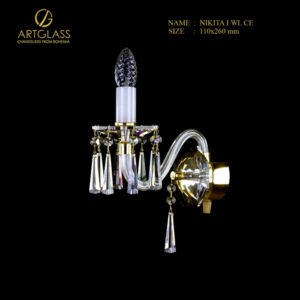 Đèn tường pha lê trang trí NIKITA I WL CE 1 bóng 40W phù hợp phòng ngủ, phòng khách hoặc khách sạn, mang lại ánh sáng ấm áp và phong cách hiện đại.