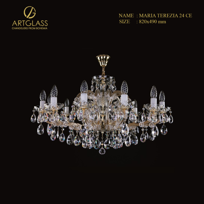 den-chum-pha-le-maria-terezia-24-ce Đèn chùm pha lê MARIA TEREZIA 24 CE sang trọng với 12 bóng 40W, chế tác từ pha lê cao cấp và đồng thau mạ vàng, mang đến ánh sáng lấp lánh và đẳng cấp cho phòng khách rộng.