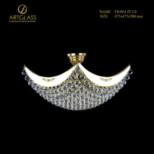 Đèn lồng pha lê FIONA IV CE gồm 8 bóng 40W, chế tác từ đồng thau mạ vàng và pha lê cao cấp, mang thiết kế sang trọng với kiểu dáng cong mềm mại đặc trưng của Artglass CH Séc.