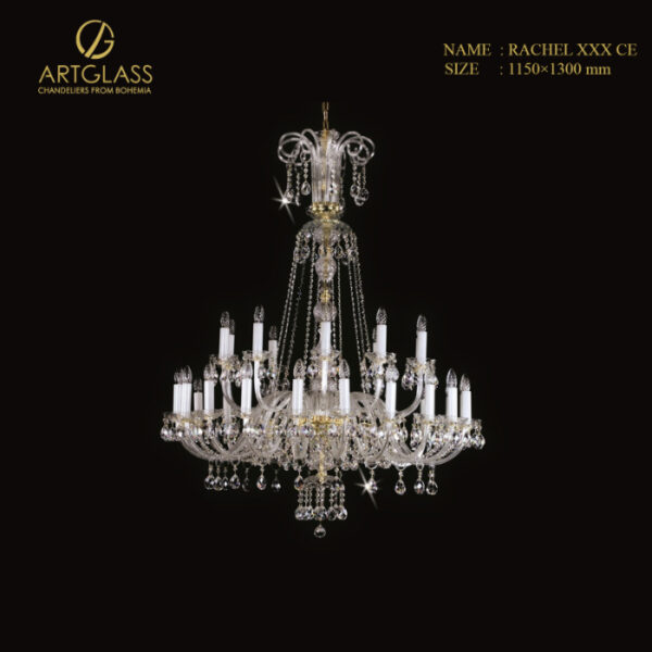 den-chum-pha-le-rachel-xxx-ce Đèn chùm pha lê RACHEL XXX CE 30 bóng 40W nhập khẩu CH Séc, thiết kế sang trọng bằng đồng thau mạ vàng và pha lê cao cấp Artglass.