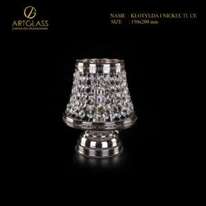 Đèn bàn pha lê KLOTYLDA I NICKEL TL CE 1 bóng 40W cao cấp, làm từ đồng thau mạ nickel kết hợp pha lê Bohemia lấp lánh.