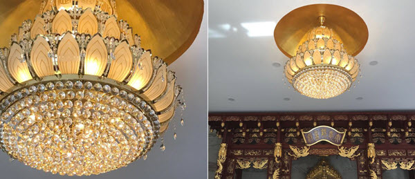 ArtGlass thiết kế đèn chùm pha lê hoa sen cho ngôi chùa Singapore