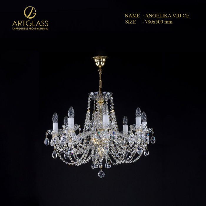 den-chum-pha-le-angelika-viii-ce Đèn pha lê cao cấp ANGELIKA VIII CE với 8 bóng 40W, thiết kế tinh xảo từ Artglass CH Séc, mang lại vẻ đẹp lộng lẫy và ánh sáng ấm áp cho phòng khách.
