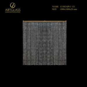 Đèn thả pha lê CURTAIN I CE chính hãng Artglass (CH Séc), dài 1000mm, cao 1000mm, gồm 5 bóng đèn 35W G9, chất liệu đồng thau mạ vàng.