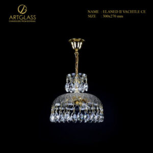 Đèn thả pha lê ELANED II VACHTLE CE chính hãng Artglass (CH Séc), đường kính 300mm, gồm 4 bóng đèn 40W, chất liệu đồng thau mạ vàng.