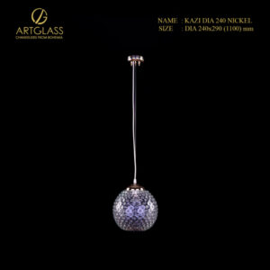 Đèn thả pha lê KAZI DIA 240 NICKEL chính hãng Artglass (CH Séc), đường kính 240mm, gồm 1 bóng đèn 40W, chất liệu đồng thau mạ nickel.