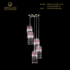 Mẫu đèn thông tầng pha lê SMALL GAME 01-05 CE COLOUR MIX, lựa chọn hiện đại cho phòng khách hoặc phòng ngủ bé gái.