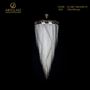 Đèn thả thông tầng pha lê FLAME 700x1600 CE chính hãng Artglass (CH Séc), đường kính 700mm, cao 1600mm, gồm 12 bóng đèn 35W G9