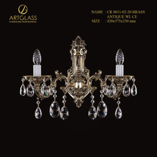 den-tuong-pha-le-cr-0011-02-20-brass-antique-ce Đèn tường pha lê CR 0011/02/20 BRASS ANTIQUE CE dùng trang trí phòng khách, hành lang hoặc biệt thự, ánh sáng phản chiếu qua pha lê tạo hiệu ứng lung linh, mang lại vẻ đẹp quý phái và ấm cúng.