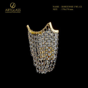 Đèn tường pha lê HORTENSIE I CE phong cách châu Âu cổ điển, thiết kế cong mềm mại với chuỗi pha lê full cut lấp lánh, tạo điểm nhấn nghệ thuật và đẳng cấp cho không gian sống.