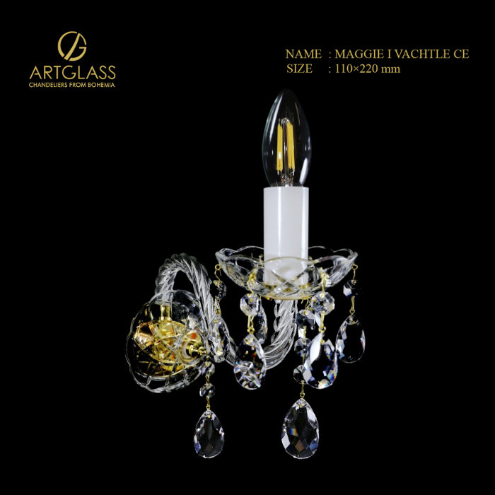 den-tuong-pha-le-maggie-i-vachtle-ce Mẫu đèn tường pha lê MAGGIE I VACHTLE CE thiết kế tinh xảo, tay đèn uốn cong mềm mại, pha lê trong suốt phản chiếu ánh sáng lấp lánh.