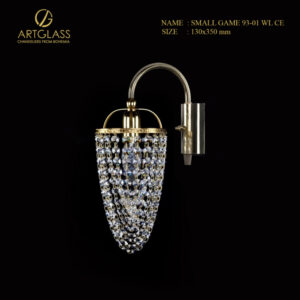 Đèn tường pha lê 1 bóng 40W mẫu SMALL GAME 93-01 WL CE chiếu sáng dịu nhẹ, lý tưởng cho trang trí nội thất phòng ngủ, hành lang hoặc khu vực tiếp khách sang trọng.