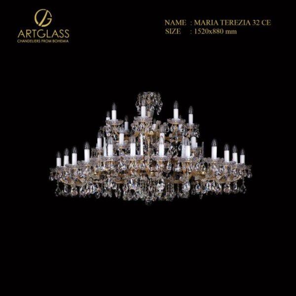 den-chum-pha-le-maria-terezia-32-ce Đèn Chùm Pha Lê MARIA TEREZIA 32 chính hãng Artglass (Tiệp Khắc), thiết kế hai tầng lộng lẫy với 40 bóng nến, tay đèn bọc pha lê tinh xảo, lý tưởng cho các đại sảnh khách sạn và không gian lớn.
